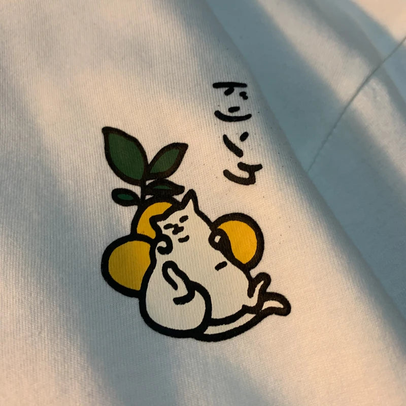 Japanese Oversized Women Men Loose Casual Tee