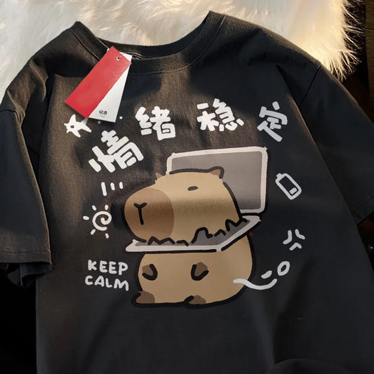 Casual Oversized Capybara Graphic T-Shirt