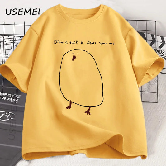 Humorous Duck Sketch Graphic T-shirt Unisex