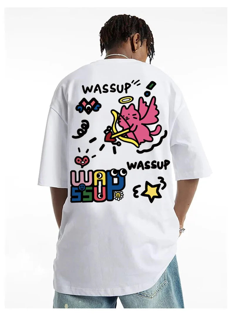 Harajuku Style Watercolor Print Summer Tee