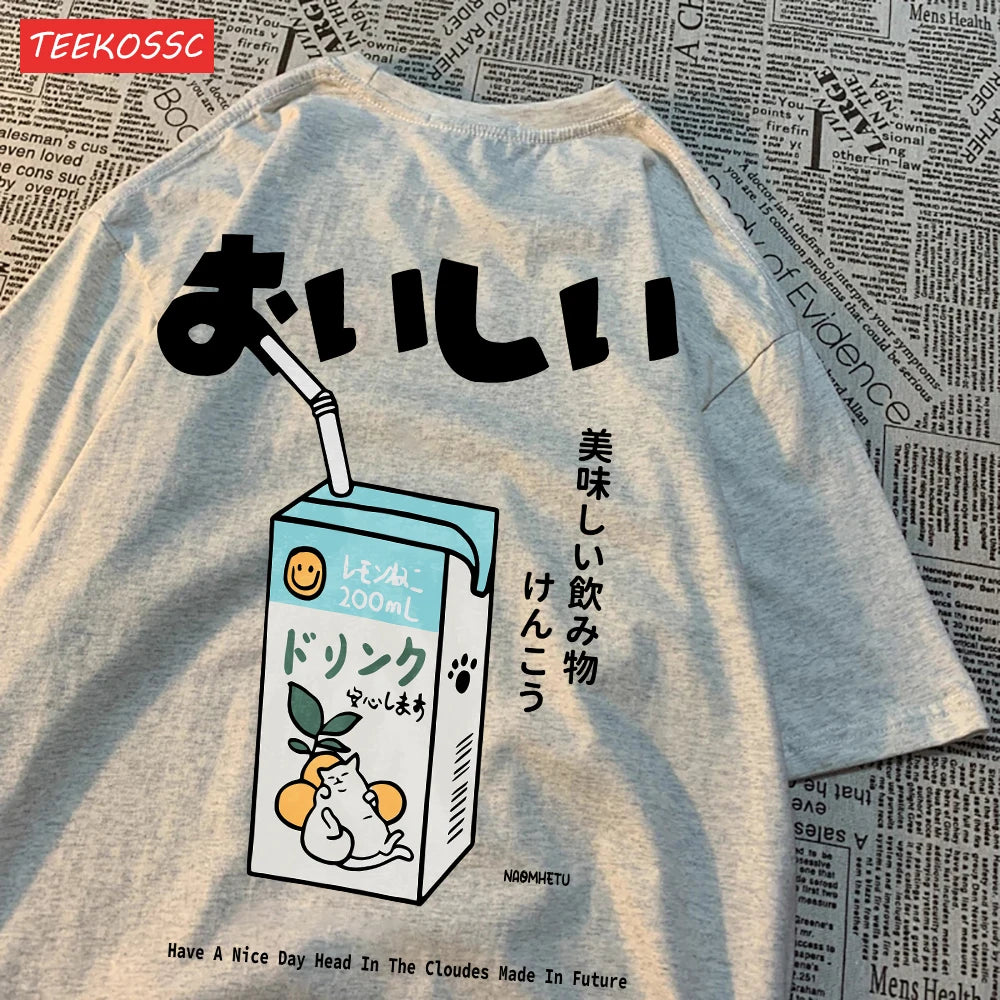 Japanese Oversized Women Men Loose Casual Tee