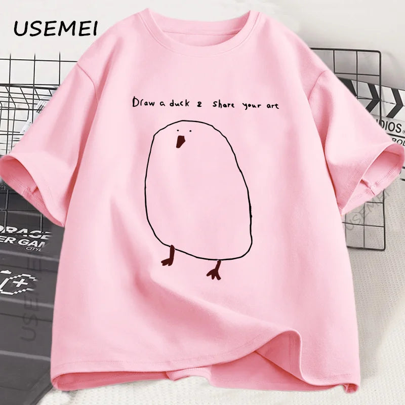 Humorous Duck Sketch Graphic T-shirt Unisex