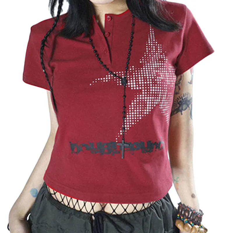 Crop Tops Vintage Aesthetic Short Sleeve