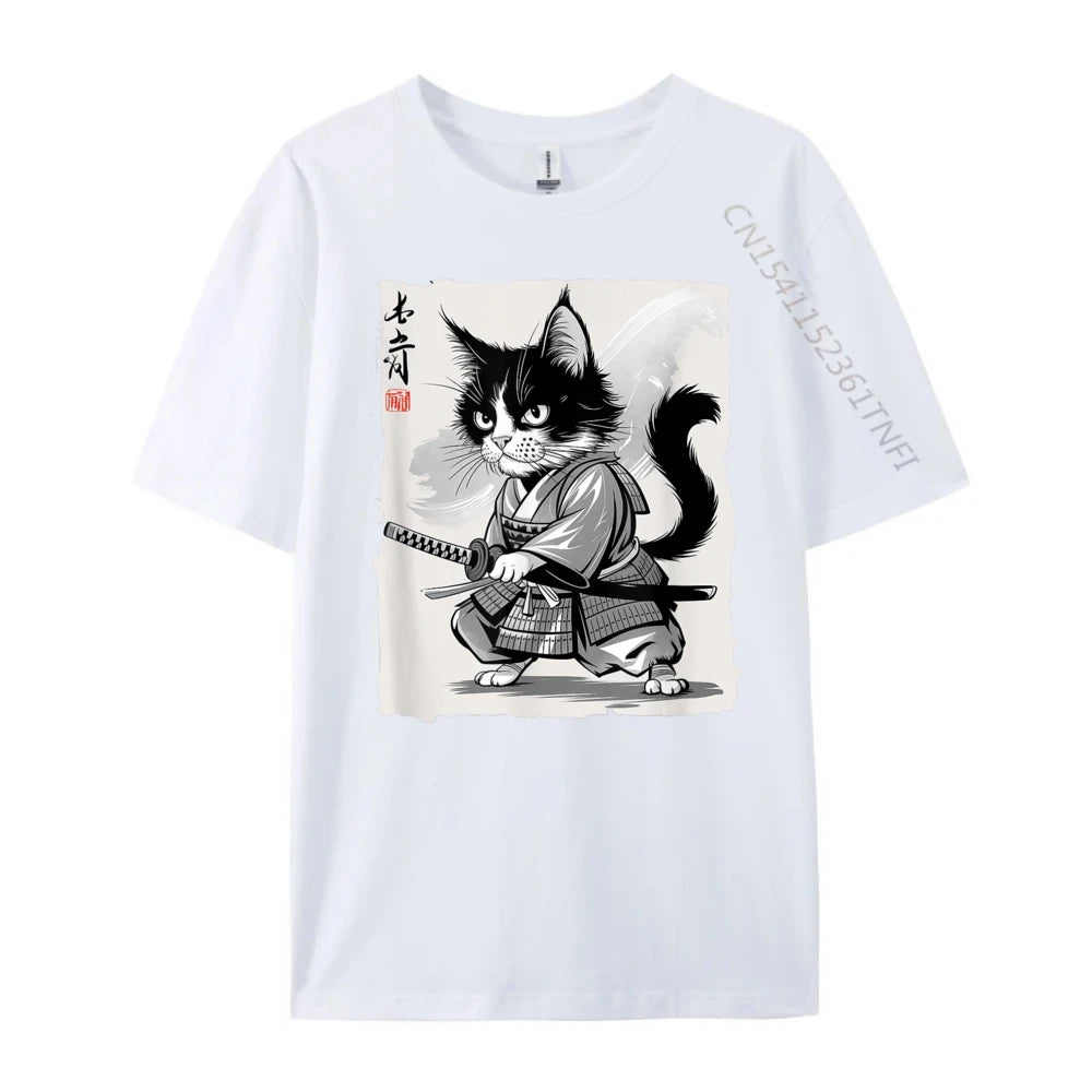 Samurai Cat Fighter Ukiyo-E Graphic Shirt