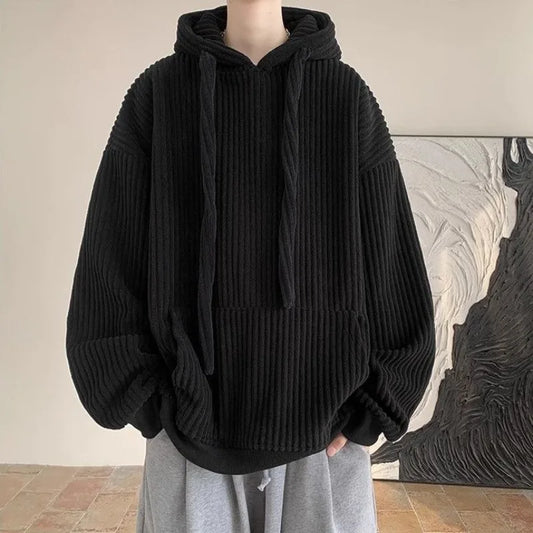 Men’s Vintage Y2K Corduroy Oversized Streetwear Hoodie
