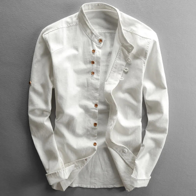 Japanese Linen Cotton Stand Collar Shirt