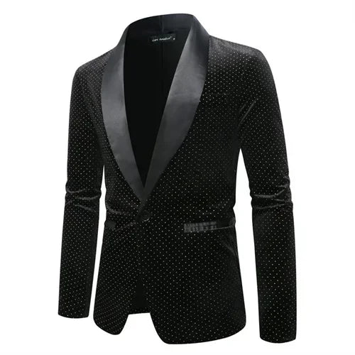 Men’s Luxury Gold Velvet Plaid Blazer