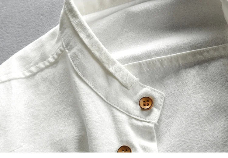 Japanese Linen Cotton Stand Collar Shirt