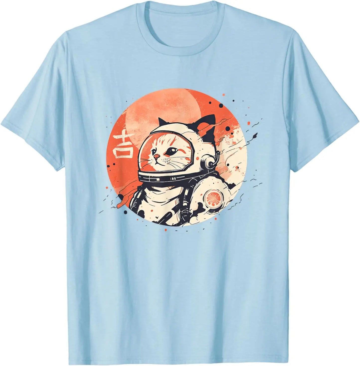 Japanese Retro Space Cat Kanji T-shirt