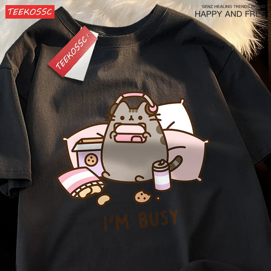 Funny Cat Gamer Summer Cotton Shirt