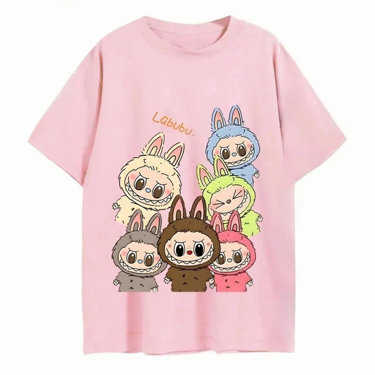 Cute Kawaii Cartoon Print Cotton Girls T-Shirts