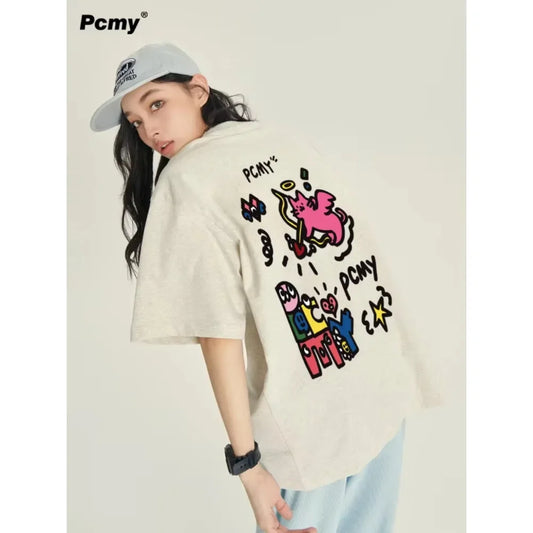 Trendy Summer Couple’s Cat Graphic Shirt