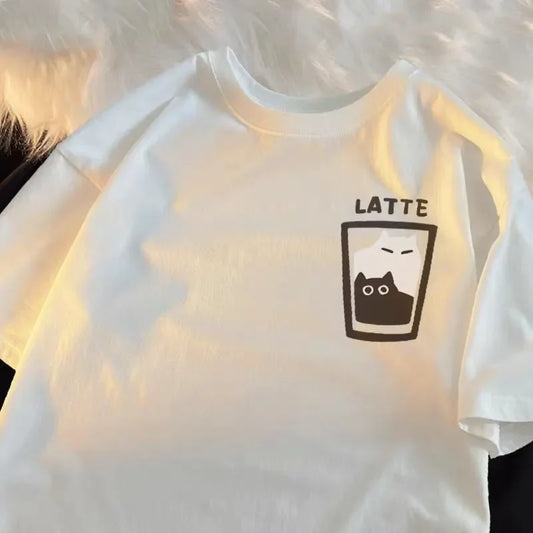 Creative Retro Cat Graphic Junior Top