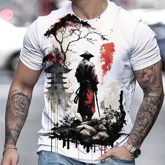 Samurai Warrior 3D Oversized Streetwear Tee for Men