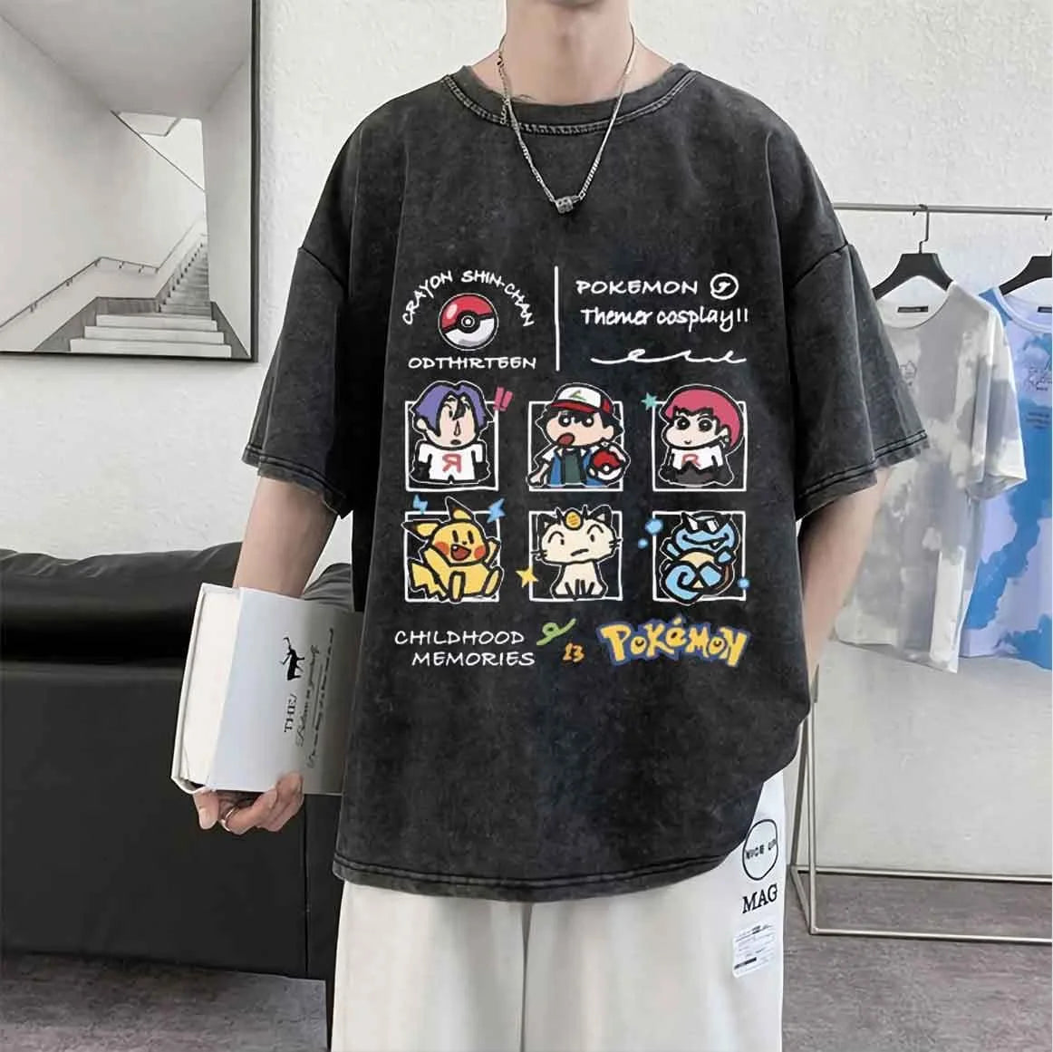 Y2K Style Pokemon Gengar Oversized Shirt