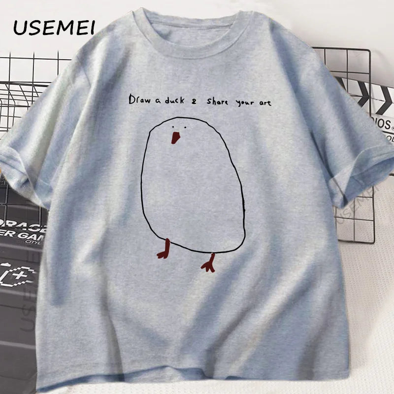 Humorous Duck Sketch Graphic T-shirt Unisex