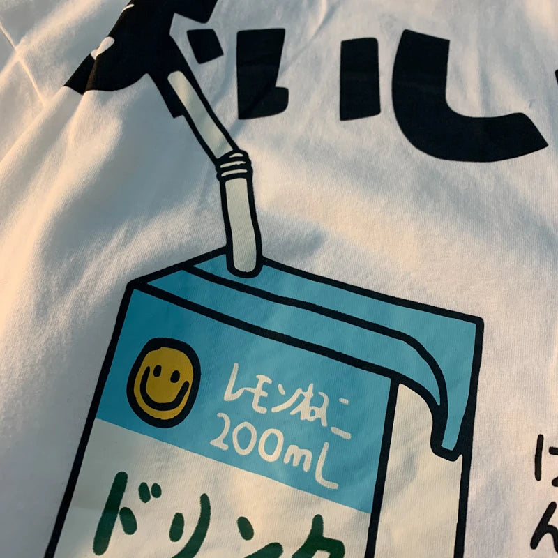 Japanese Oversized Women Men Loose Casual Tee