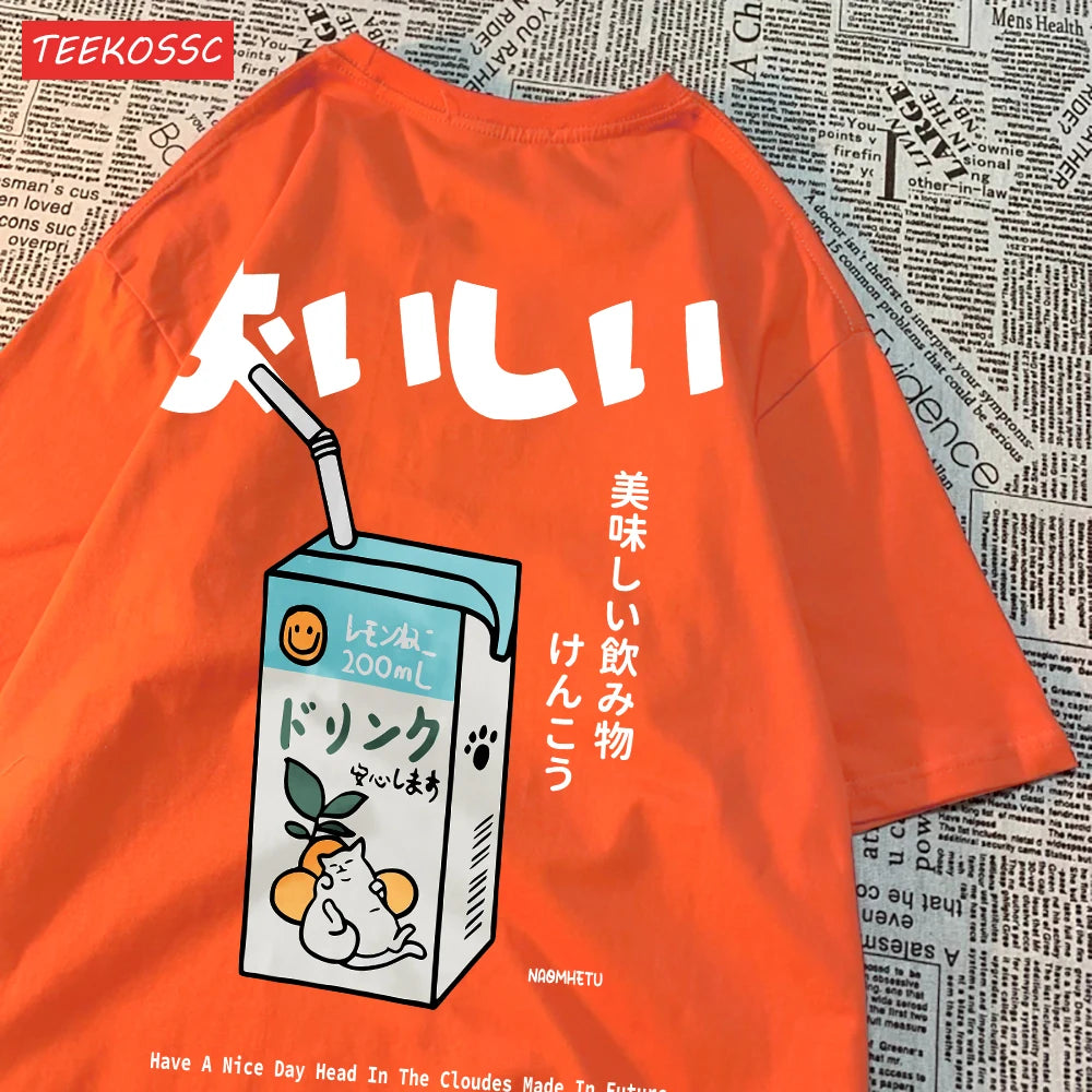 Japanese Oversized Women Men Loose Casual Tee