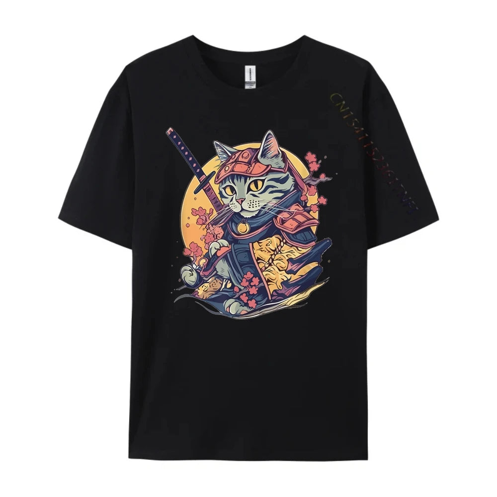 Japanese Shinobi Ukiyo-E Cat Anime T-shirt