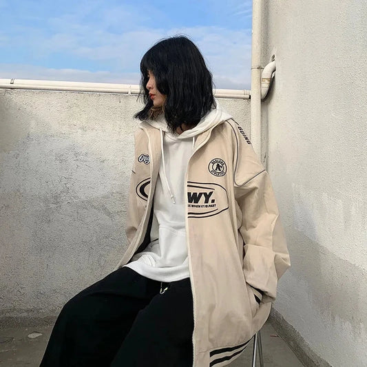 Streetwear Bomber Jacket Japanese College Style