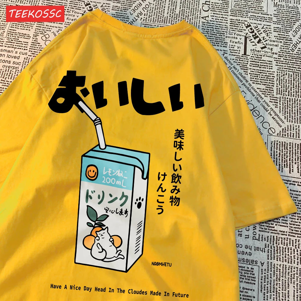 Japanese Oversized Women Men Loose Casual Tee
