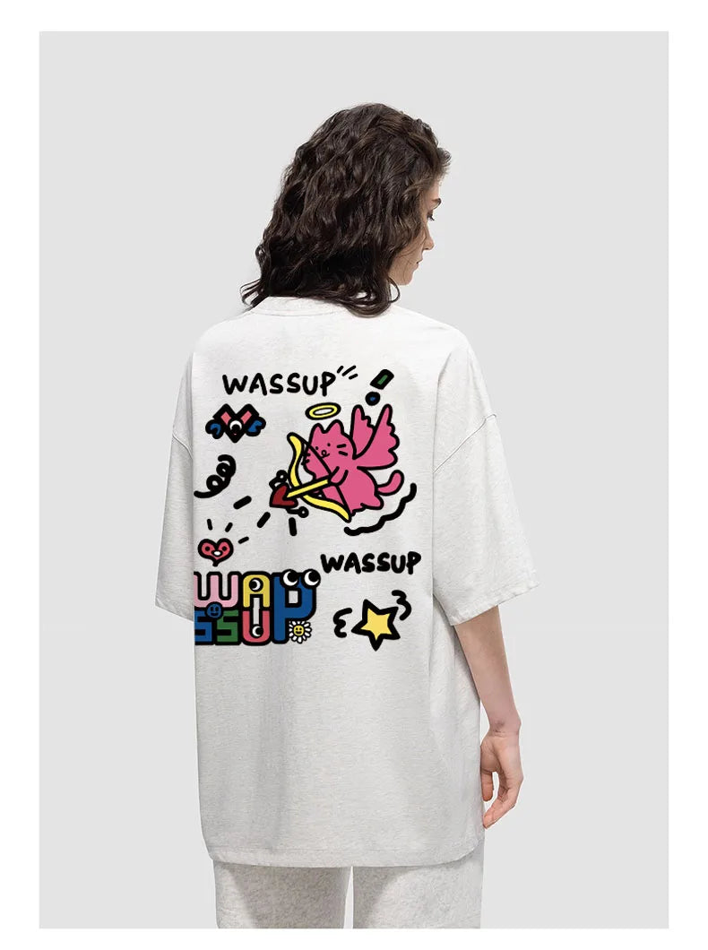Harajuku Style Watercolor Print Summer Tee
