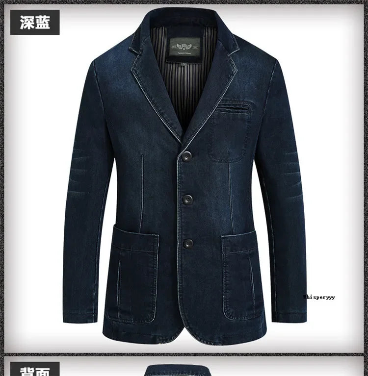 Men’s Denim Blazer Vintage Cotton Jacket