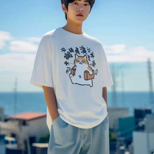 Breathable Cotton Dog Print Short Sleeve