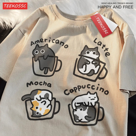 Mocha Latte Cat Pure Cotton Tee