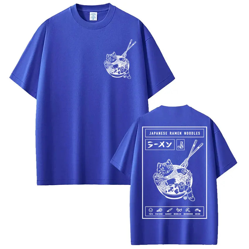 Japanese Ramen Cat Meme Vintage T-shirt