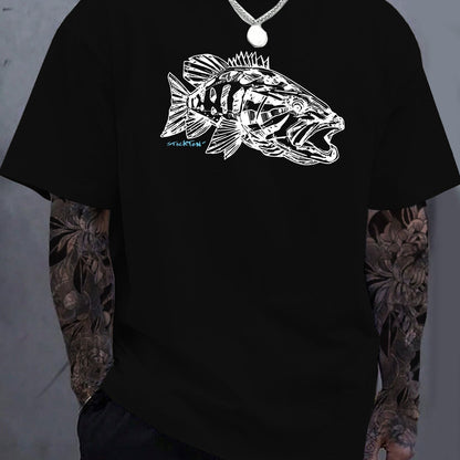 Fish Print Casual Short Sleeve Crew Neck T-Shirt