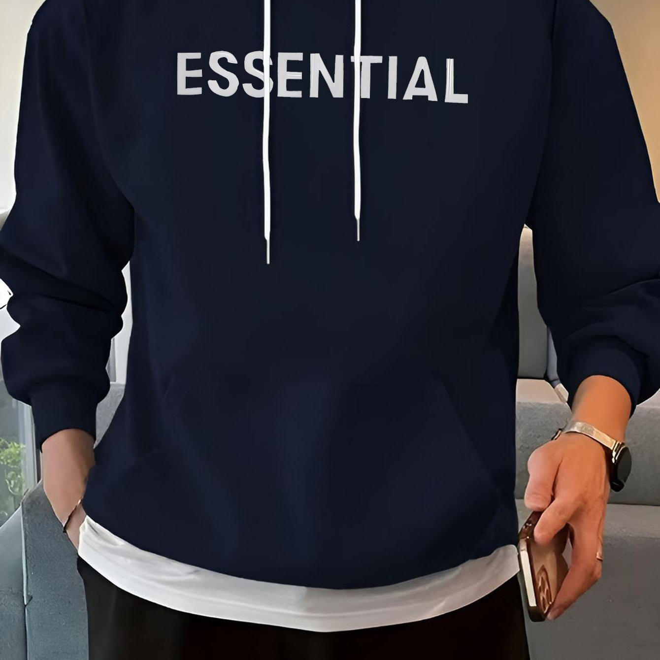 ESSENTIAL Hooded Sweatshirt Pullover Casual