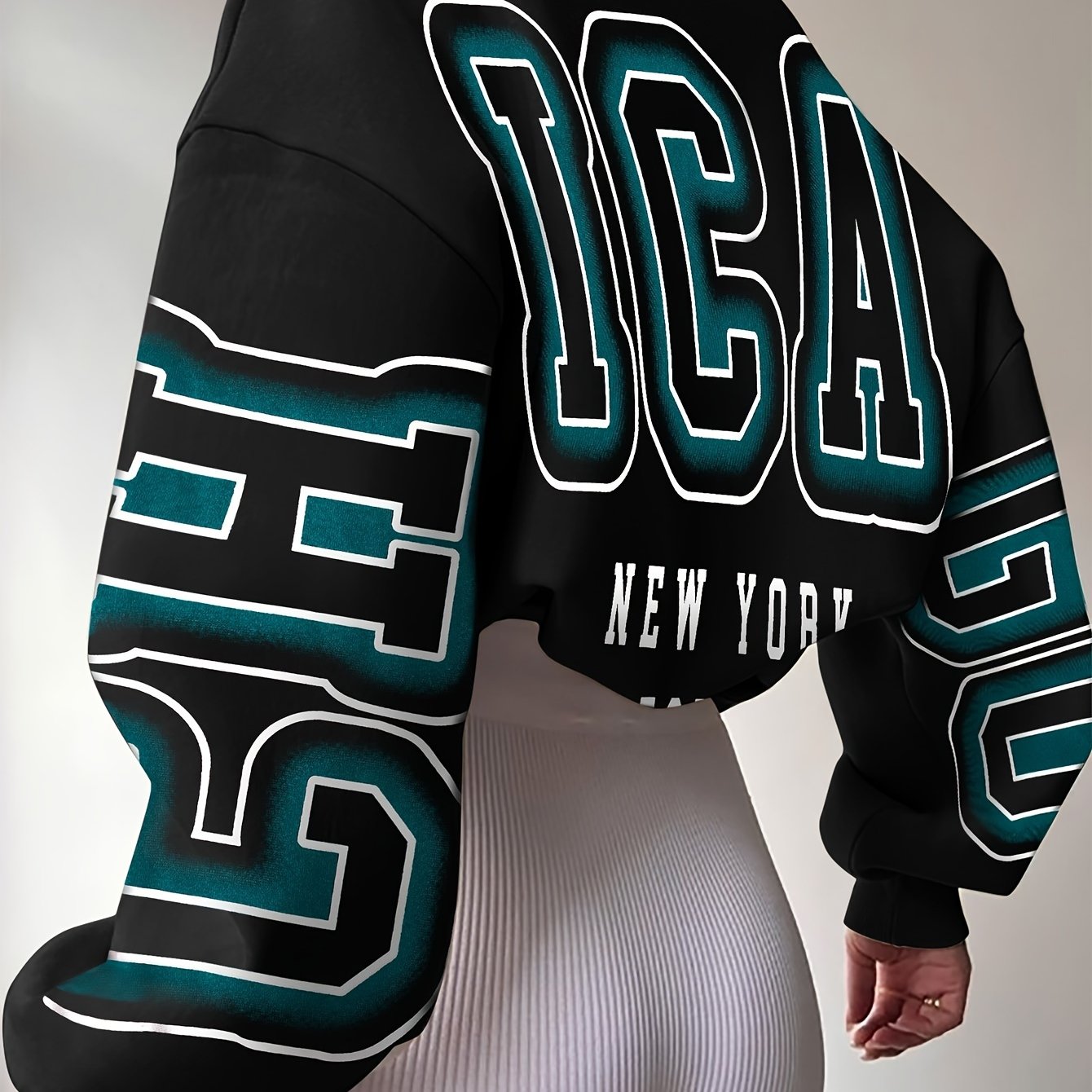 Alphabet Print Knit Fashion Sweatshirt