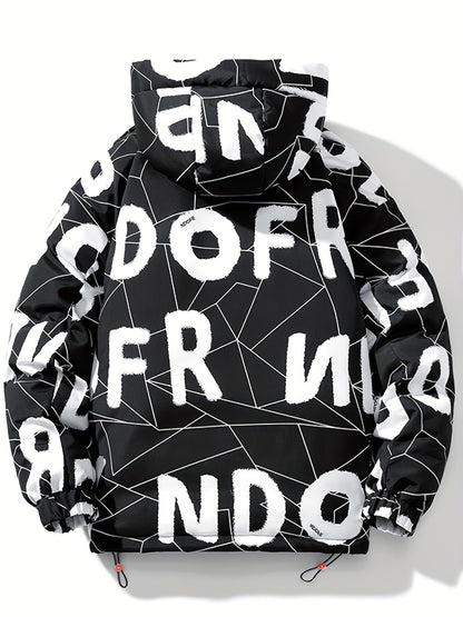 Fashion Hooded Cotton Coat Letter Print