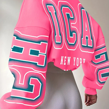 Alphabet Print Knit Fashion Sweatshirt