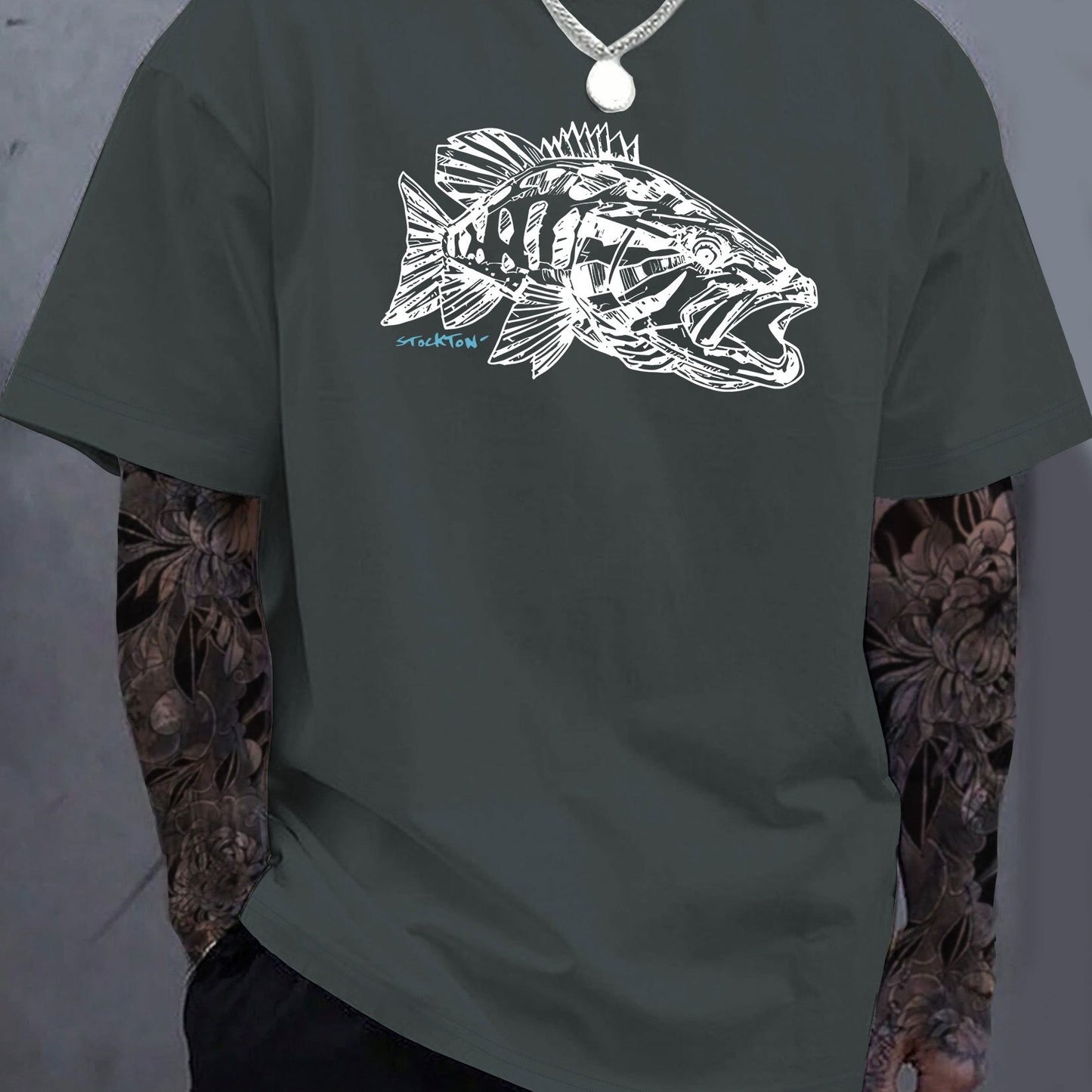 Fish Print Casual Short Sleeve Crew Neck T-Shirt
