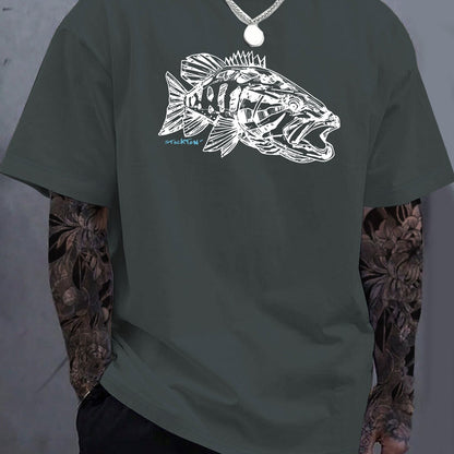 Fish Print Casual Short Sleeve Crew Neck T-Shirt