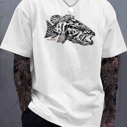 Fish Print Casual Short Sleeve Crew Neck T-Shirt