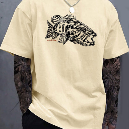 Fish Print Casual Short Sleeve Crew Neck T-Shirt