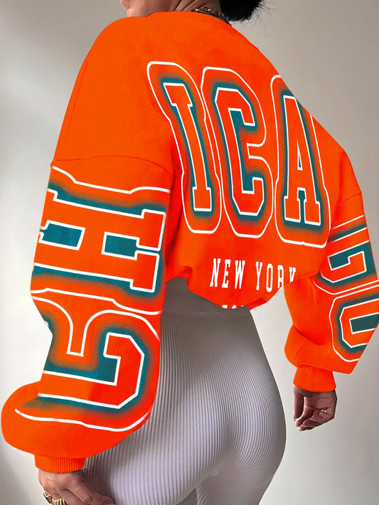 Alphabet Print Knit Fashion Sweatshirt