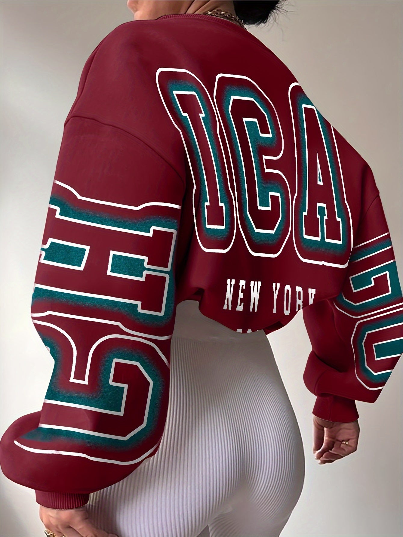 Alphabet Print Knit Fashion Sweatshirt