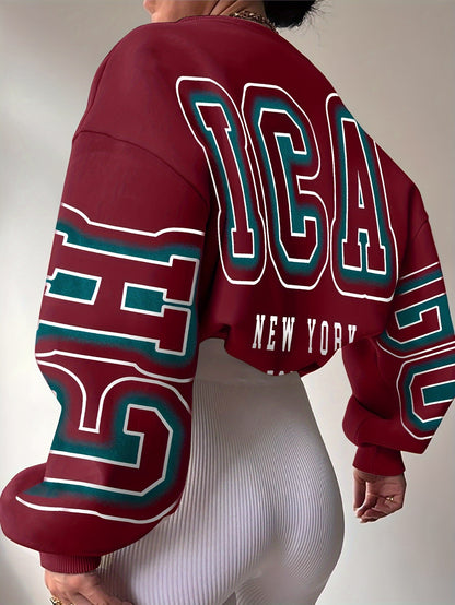 Alphabet Print Knit Fashion Sweatshirt