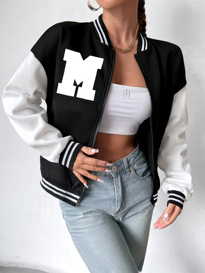 Letter Print Zipper Jacket
