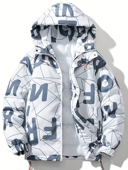 Fashion Hooded Cotton Coat Letter Print