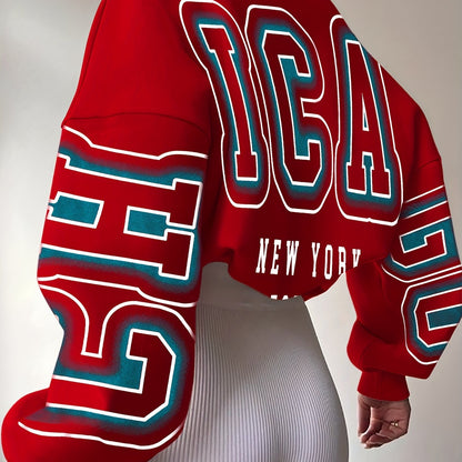 Alphabet Print Knit Fashion Sweatshirt