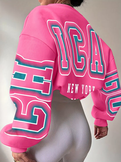 Alphabet Print Knit Fashion Sweatshirt