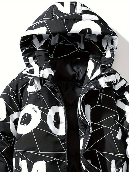 Fashion Hooded Cotton Coat Letter Print