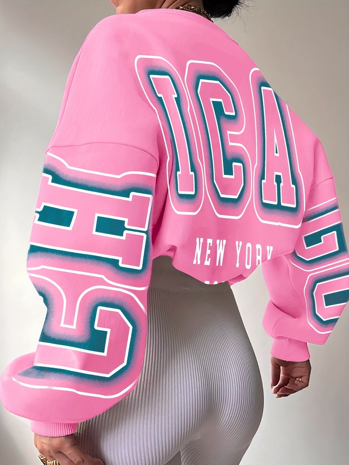 Alphabet Print Knit Fashion Sweatshirt