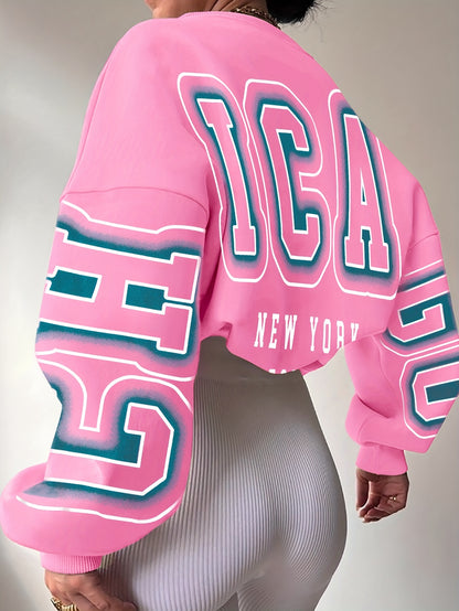 Alphabet Print Knit Fashion Sweatshirt