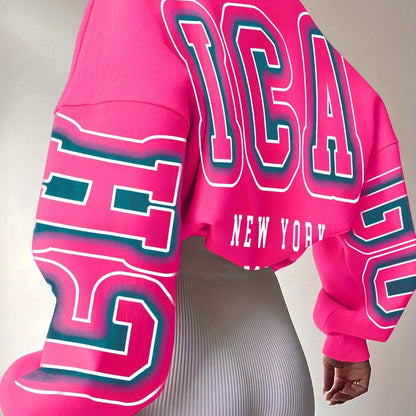Alphabet Print Knit Fashion Sweatshirt